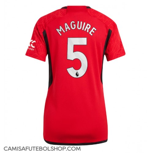 Camisa de time de futebol Manchester United Harry Maguire #5 Replicas 1º Equipamento Feminina 2023-24 Manga Curta